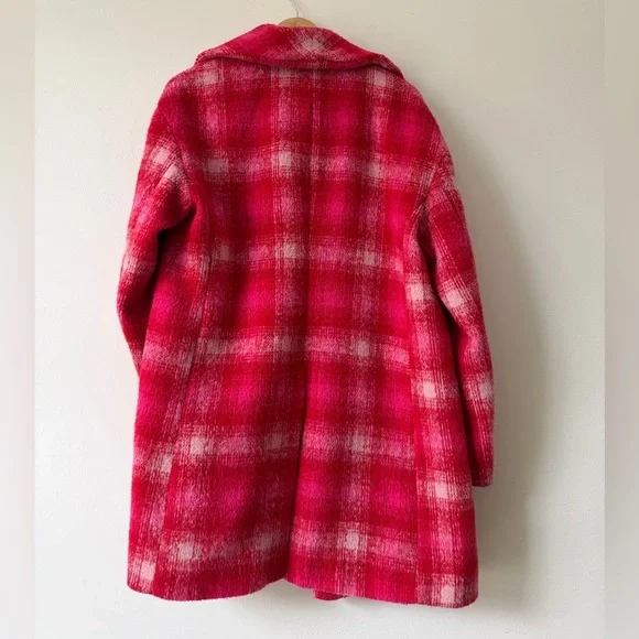 Avec Les Filles Pink Plaid Blazer Coat Maximalist Cozy Winter Anthropologie - Picture 11 of 11